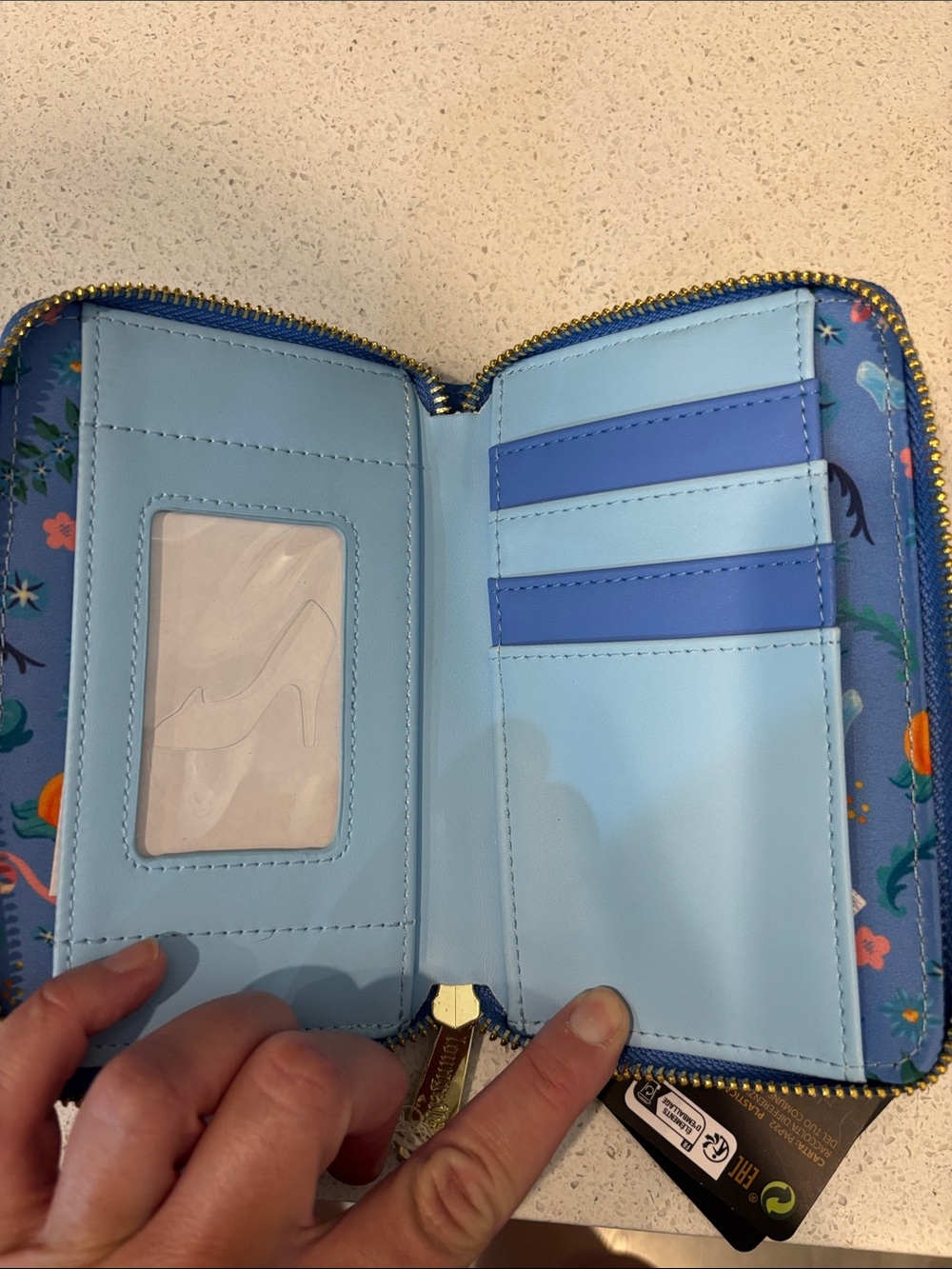 Disney Cinderella Blue Laser-Cut Carriage Wallet Loungefly NWT - Picture 4 of 4